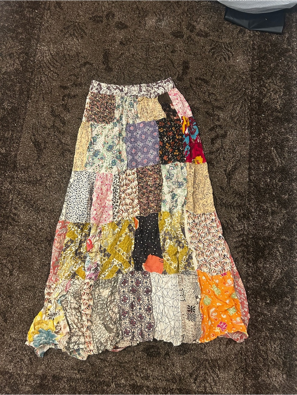Boho Patchwork Maxi Skirt - Multicolor